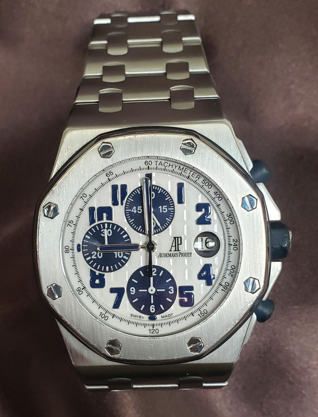 42mm Audemars Piguet Royal Oak Offshore Chrono Panda White Navy Watch