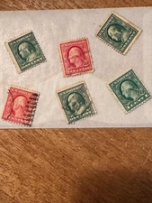 1910-17 One & Two Cent Varities US Stamps George Washington & Benjamin Franklin