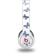 Skin for Beats Solo HD Headphones Pastel Butterflies Blue White by WraptorSkinz