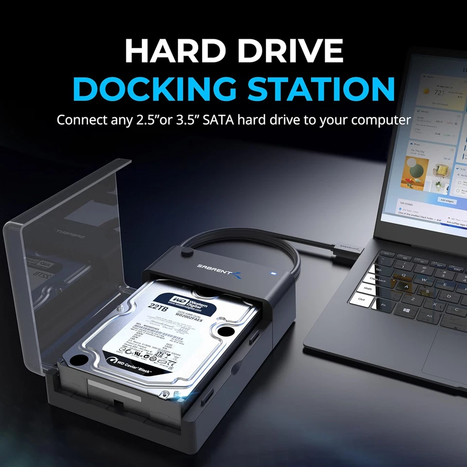 SABRENT USB 3.0 Hard Drive Docking Station 2.5/3.5" SATA SSD HDD, 5Gbps Transfer - Image 2 of 4