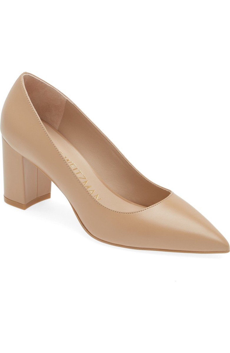 STUART WEITZMAN SJ435S82 関税送料込 $420 Stuart Weitzman Linsi 75 Block Pump HEEL ADOBE LEATHER