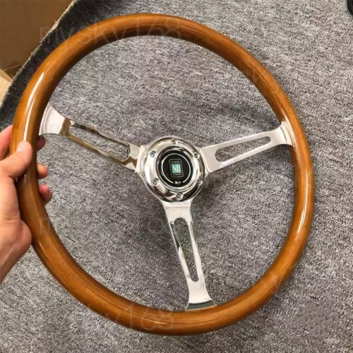 NARDI Classic 370mm Car Steering Wheel Wood with ND Horn Chrome bracket - Picture 2 of 7
