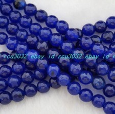Fashion 6-12mm Faceted Blue Jade Round Beads Gemstone Loose Beads 15in Strand