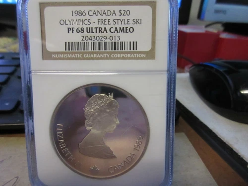 1986 Canada $20 Calgary Olympics /  Freestyle Ski NGC PF 68 UCAM