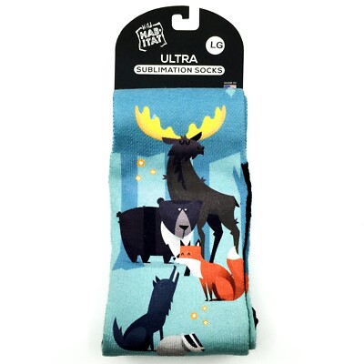 Bear Fox Moose Wolf Badger Socks Wild Habitat Bamboo Sublimation
