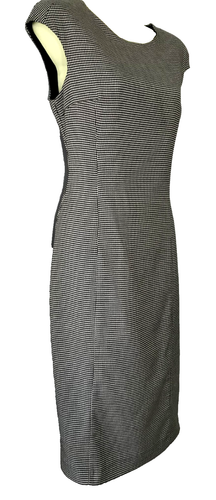Zara Houndstooth Black and White Sheath Dress Size M Fine Wool feel fabric - Picture 2 of 8