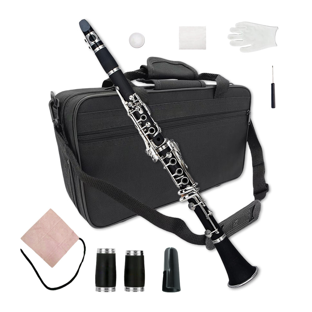 New Professional Clarinet Ebonite Body Nickel Plated Bb Key 17 key Two Barrels