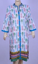 Indian Traditional Bollywood Designer Women Top Casual Kurti White Dress Regular