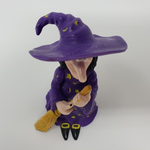 Witch Purple Dress Stars with Broom Figure - Picture 4 of 19