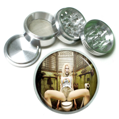 Brooklyn Pin Up Girls D9 Themed Black Metal Herb Grinder 4 Piece Hand Mueller