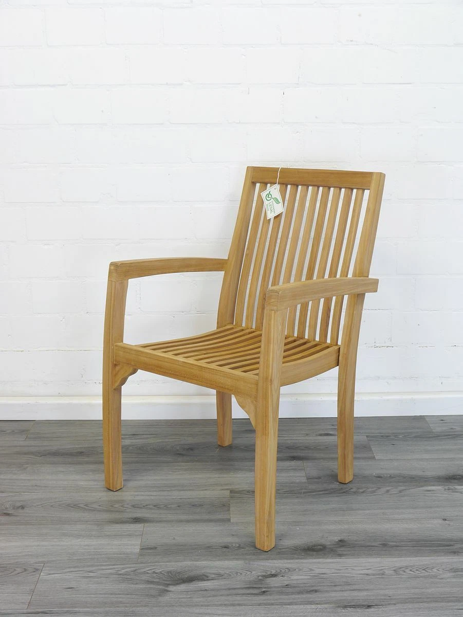 AFG Silla de jardín Sillas de jardín Silla apilable Sillas apilables Juego de 4 Teca (2694)