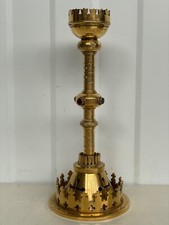 George Betjemann & Sons LONDON Bronze Gothic revival Candlestick with stones