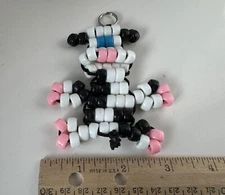 Retro Style Pony Bead Animal Keychain, Cow