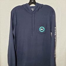 Vineyard Vines Lightweight Hoodie Men's Small Blue Long Sleeve Shirt Logo