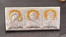 Ikone für Auto und Zuhause Triptychon Jesu, Gottesmutter, Nikolaus Silber 999*