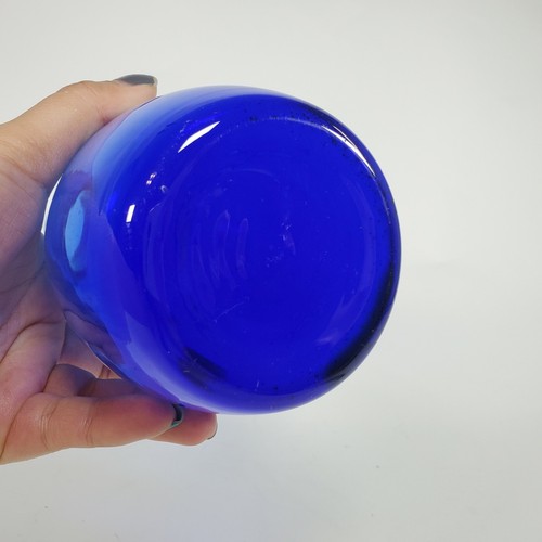 Cobalt Blue Thin Glass Bottle / Vase / Home Decor  9"T  - Picture 5 of 6