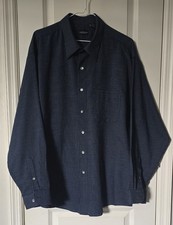 Van Heusen Dress Shirt Dark Blue w/ Small White Check Size XXL