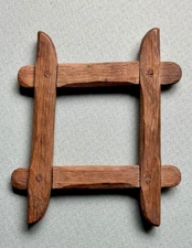 Early Antique Primitive Fishing Line Winder - Hand Carved Oak - 19th Century