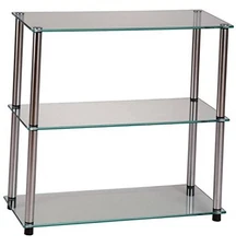  Designs2Go Classic 3-Tier Bookshelf 28" - Modern Media Stainless Steel Glass