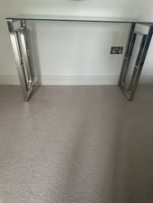 REBOXED Tempered Glass Console Table Steel Chrome Legs Living Room Furniture