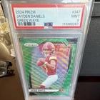 2024 Panini Prizm Jayden Daniels Rookie Green Wave Prizm #347 Commanders PSA 9