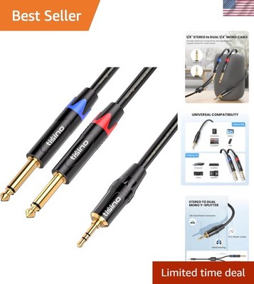 1/8'' to 1/4'' Stereo Cable, Dual 1/4'' to 3.5mm Audio Cable, 3.3FT/1m