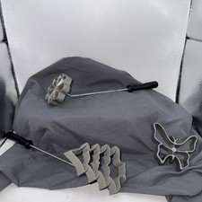 Vintage Rosette Iron Cookie Mold Set of 3 w/ 2HandlesCast Aluminum Pastry -Japan