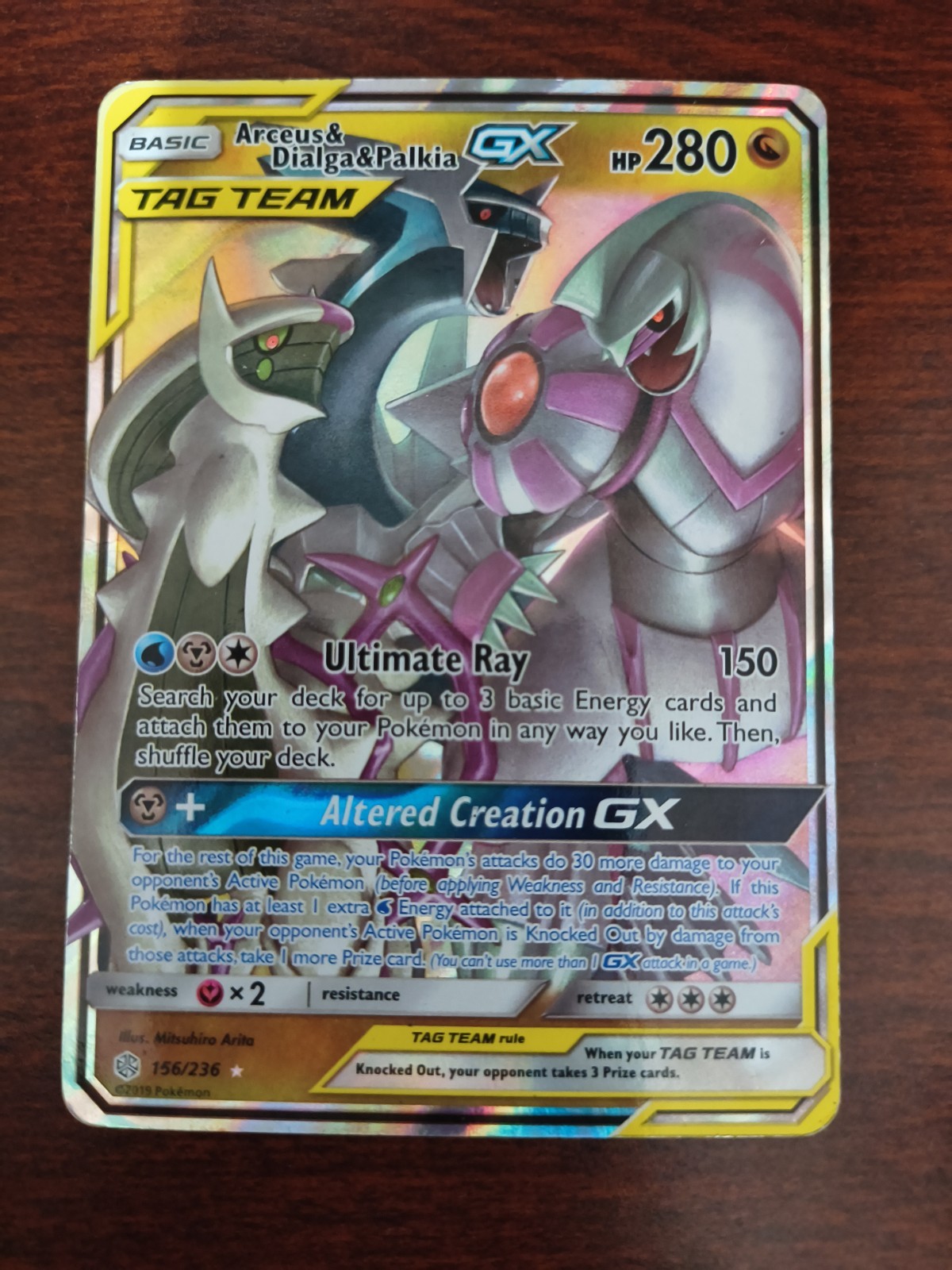 Pokemon 156/236 Arceus & Dialga & Palkia Tag Team GX Card