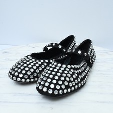 A New Day Issa Ballet Flats Black Rhinestone Studded Mary Jane Shoes Sz 6.5 NEW