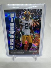 2025 Prizm Black CHARLES WOODSON Blue Cracked Ice Fireworks Prizm /125