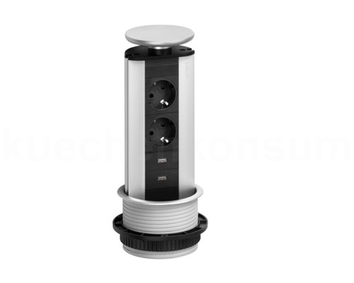 Schulte EVOline Port 03.010 versenkbare Steckdose 2 + 2 fach USB Charger unten - Bild 2 von 7