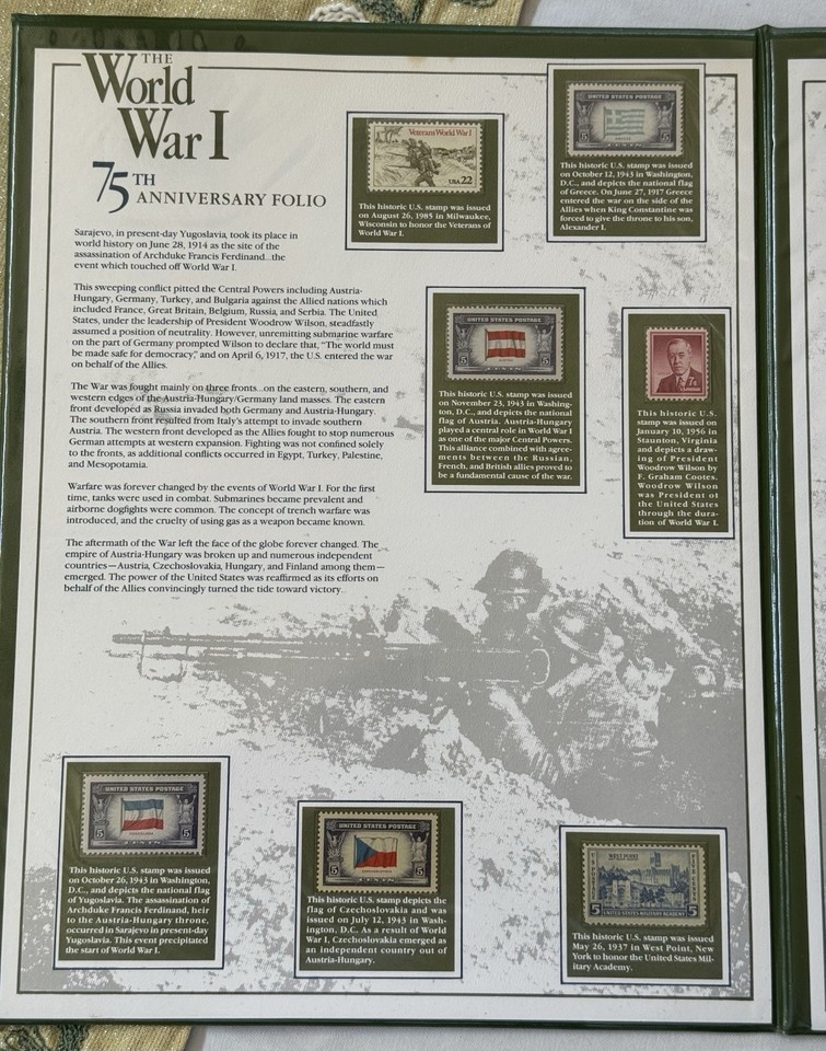 World War I 75th Anniversary Folio Stamps Postal Commemorative Society ...