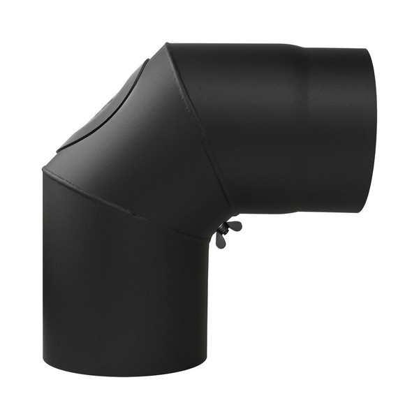 Ofenrohr Bogen 150 Mm 90° Starr Schwarz TüR Rohrbogen Knie Kniebogen-image