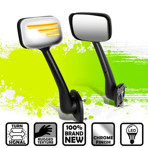 {Sequential LED Turn Signal} Hood Mirrors Chrome for Freightliner Cascadia 08-17