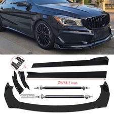 Front Bumper LipS Chin Spoiler Splitter Body Kit+Side Skirt For Benz