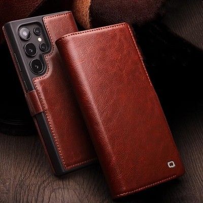 Qialino Genuine Leather Wallet Case for Samsung S24 Ultra 1 Flip Cover Magnetic
