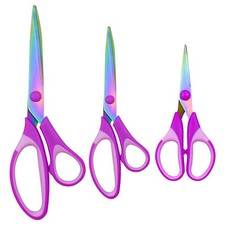 Craft Stainless Steel Titanium Coating Scissors Set of 3 - Purple