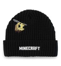 Minecraft Bee Beanie Hat Black Knit Cuffed Winter Cap One Size Fits Most Mojang