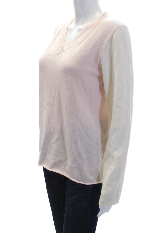 Suéter Gentry Portofino Mujer Texturizado Manga Larga Cuello en V Tejido Bloques de Color Rosa Foto 2 de 4