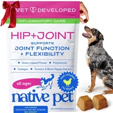 Natural Dog Joint Supplement - Collagen Chews for Pain Relief & Mobility - 60