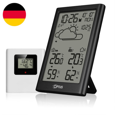 Optus Funkwetterstation Mit Außensensor, Dcf-Uhr, Frostwarnung, Anzeige Von Temp