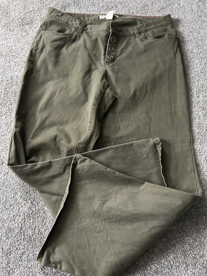 Pantalones de mezclilla elásticos de pierna ancha a presión verde Tommy Hilfiger para mujer talla 16 Foto 2 de 4