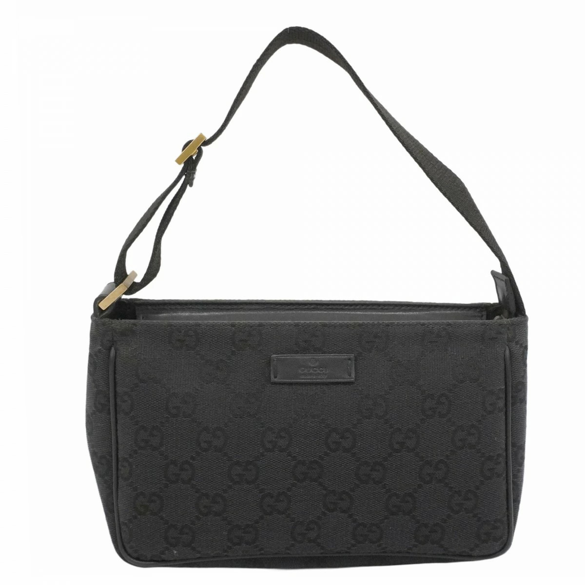 Gucci GG Canvas Pouch Black Gold Hardware Non-XL