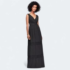 NWT David's Bridal Lace-Inset Chiffon V-Neck Long Dress - Sz 6