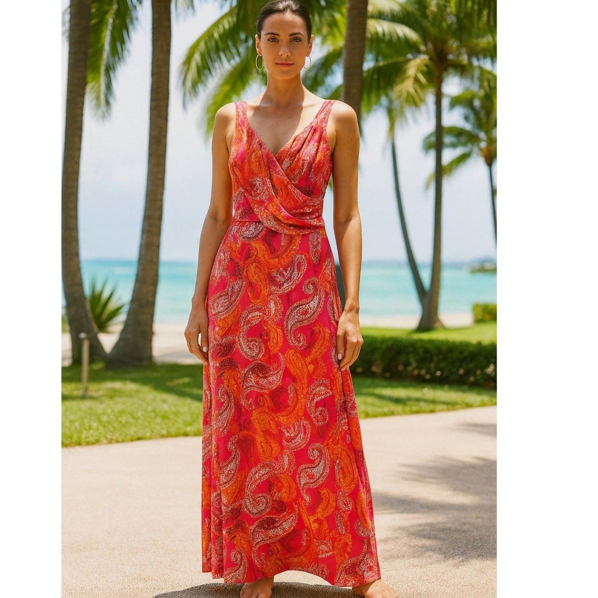 Pepperberry Fuschia Pink Paisley Print Maxi Dress - Size 16 - NWT | eBay