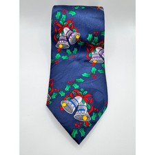 American Traditions Christmas Necktie Holiday Bells Holly Silk USA Made