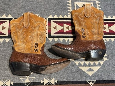 Ponder Boot Co Snake Skin Cowboy Boots Brown Tan Western NDW Vintage 8.5-9