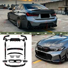 ABS Gloss Black Front Rear Lip Spoiler Wing For BMW 3 Series G20 M-sport 23-25