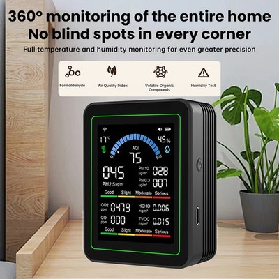 Tuya WiFi Digital Air Quality Detector PM1.0/2.5 TVOC HCHO Tester Temp Humidity