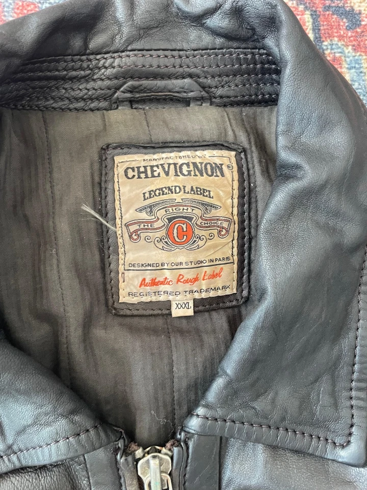 CHEVIGNON BIKER RETRO VINTAGE LEDERJACKE SCHWARZ CASUAL GR. XXL - Bild 4 von 4